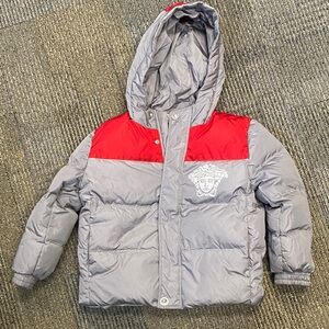 Versace Kids Red and Gray Puffer Jacket